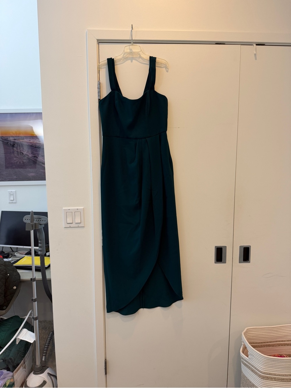 Xscape Teal Sleeveless Midi Dress with Tulip Skirt